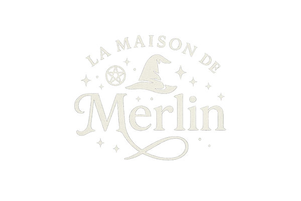logo pour la boutique en ligne la maison de merlin écriture en blanc