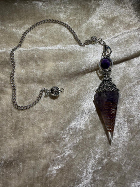 Pendule radiesthésie améthyste cuivre - clairvoyance calme spiritualité divination