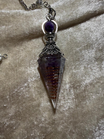 Pendule de Radiesthésie Améthyste & Cuivre – Outil de Clairvoyance et de Calme