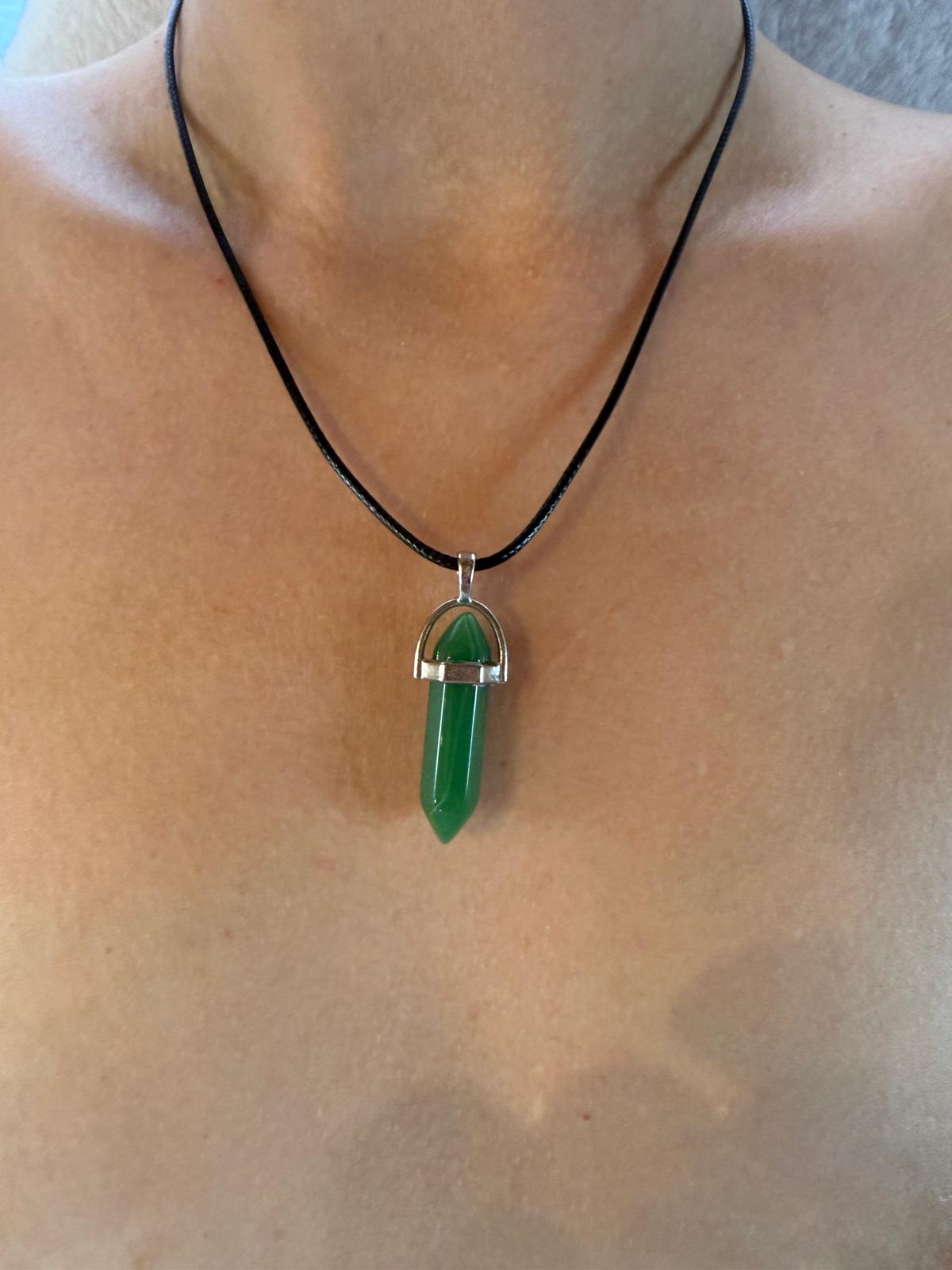 Collier pendentif aventurine verte - pierre chance prospérité chakra cœur lithothérapie