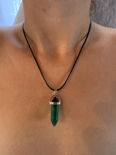 Collier aventurine verte foncé - pierre naturelle chance prospérité lithothérapie