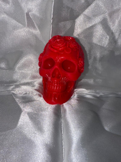 Bougie Crâne avec Rose - Décoration Gothique Romantique Élégante