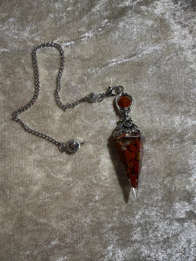 Pendule Divinatoire en Résine & Jaspe Rouge – Ancrage et Vitalité