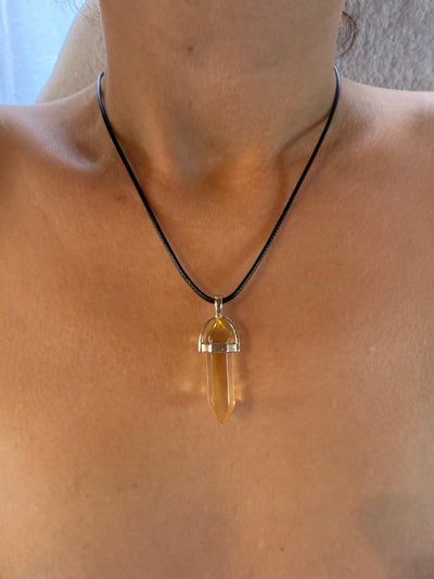 Collier pendentif citrine - pierre joie prospérité confiance en soi abondance