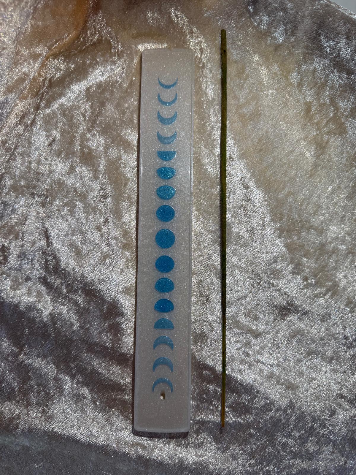 Porte encens résine époxy phases lune décoration ésotérique wicca artisanal