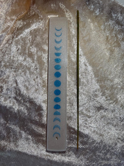Porte encens résine époxy phases lune décoration ésotérique wicca artisanal