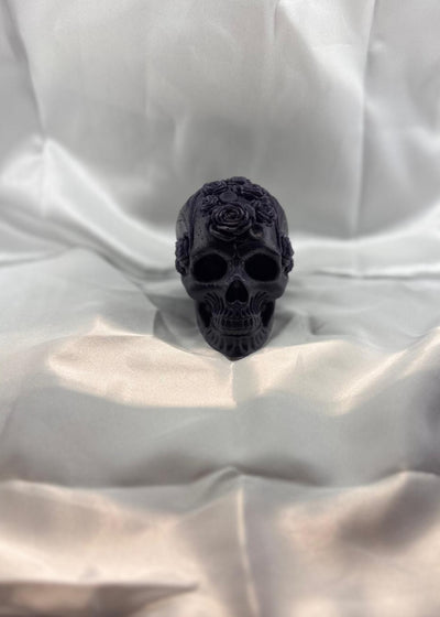 Bougie Crâne avec Rose - Décoration Gothique Romantique Élégante