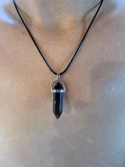 Collier améthyste violette - pierre sérénité spiritualité chakra 3ème œil